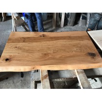 Eiche rustikal spezial, wurmstichig, verleimt, Massivholz Tischplatte, 120x45x4,5cm, einseitige Baumkante 